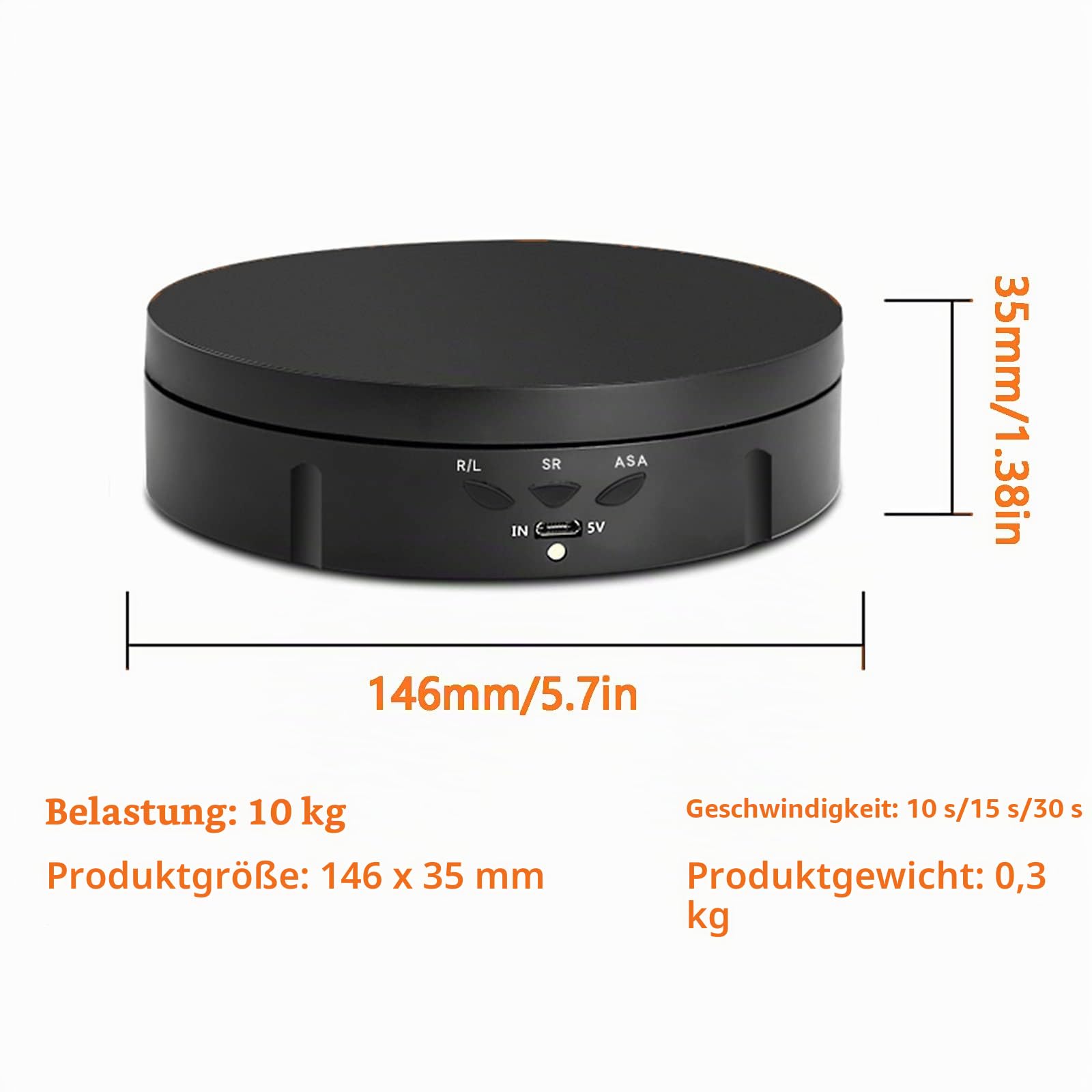 Elektrischer Drehteller für Fotografie, 360 Grad drehbarer Ständer, 10 kg Traglast, für Live-Video, mit 5 Hintergründen für Schmuck