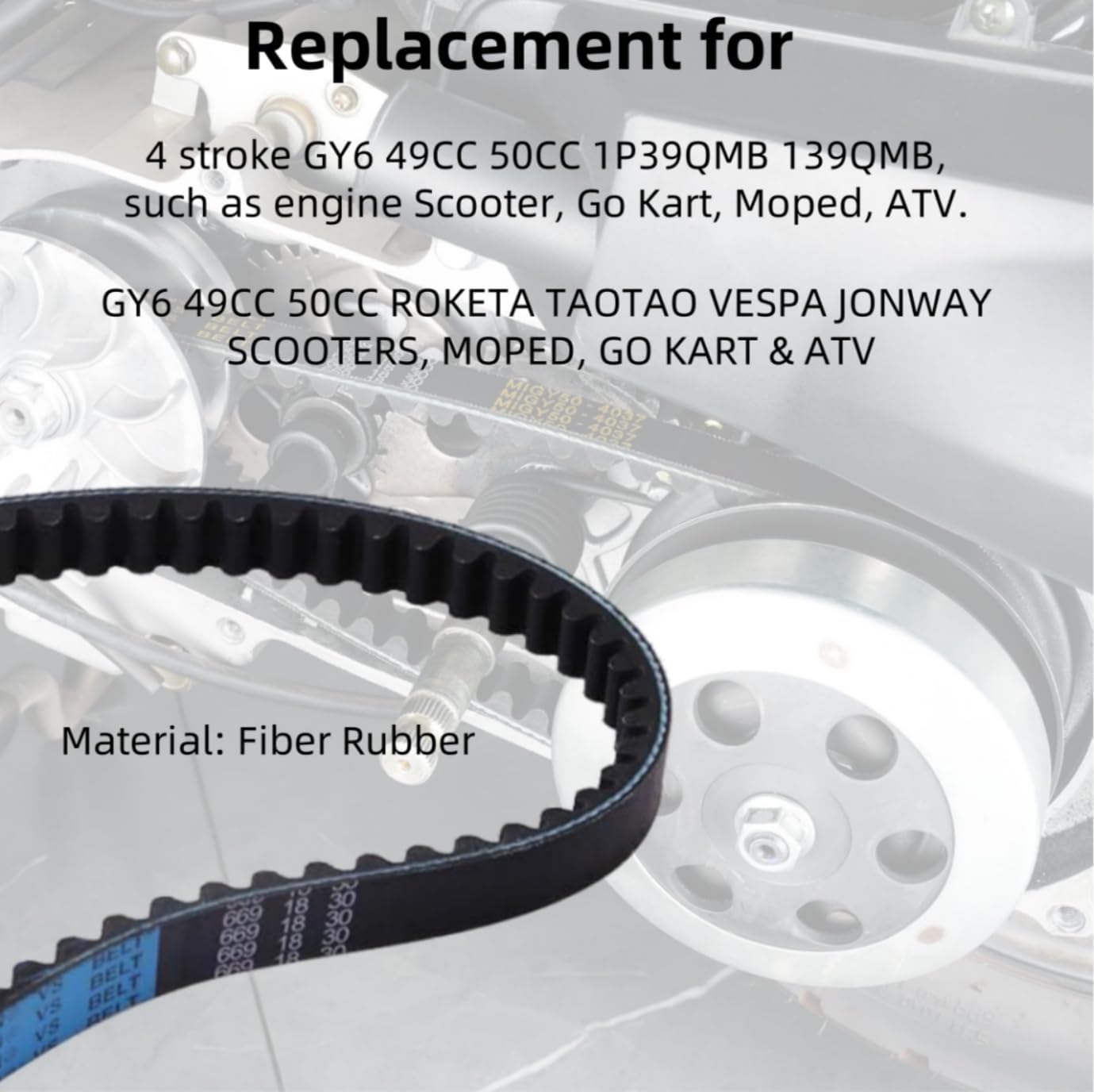 6Pcs 669-18-30 CVT Drive Belt Compatible with 4 Stroke 49CC 50CC GY6 139QMB 1P39QMB Roketa Tank Jmstar Taotao Baja Vespa Jonway Scooter Kart Moped and ATV Torque Converter
