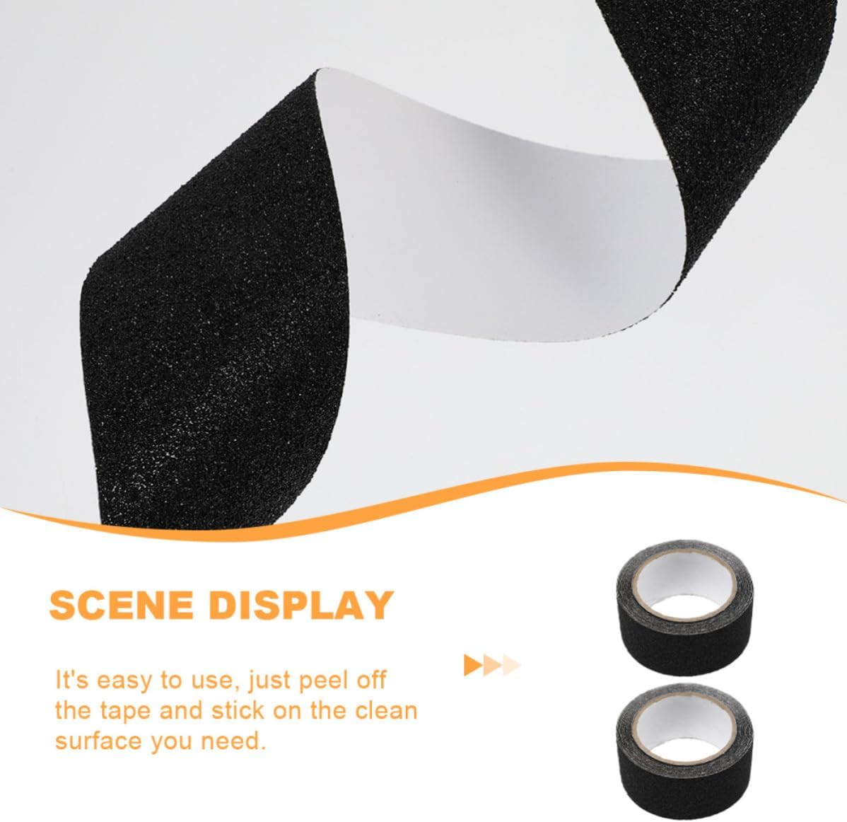 2 Rolls Anti-slip PVC Grip Tape for Stairs and Floors, Black