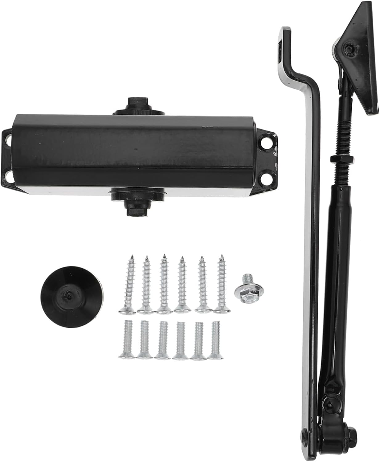 Automatic Home Door Closer with Spring Mechanism Convenient Self-Closing Controller for Quiet Door Protection Easy Installation Black Finish