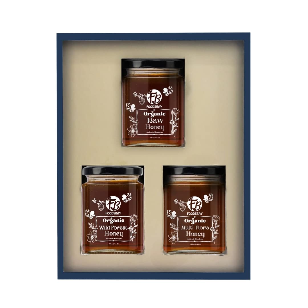 Foodsbay Pure Organic Honey Gift Set - Pack of Organic Raw, Wild Forest and Multi Flora Honey. Collected from Hives of Giant Himalayan Bees. No Artificial Flavour, Sugar. 100% Natural (325 gm x 3) (B0B7NLQHTF) Amazon Price History, Amazon Price Tracker