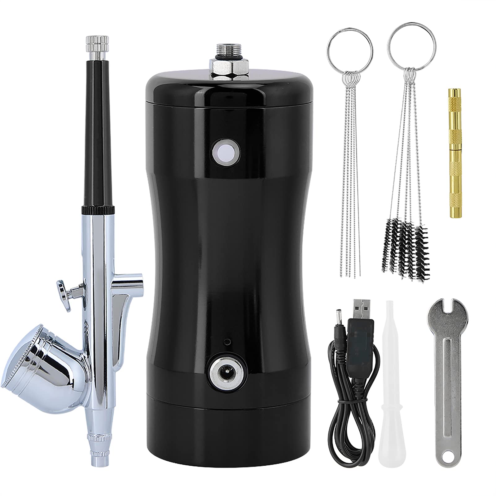 Acouto Kitografo, Pompa G12 + Kit Aerografo Mini 7cc da 0,3 Mm Set Pennello Aria Spray Strumento di Pulizia per Pittura a Spruzzo Artistica Modello ECC (#1)