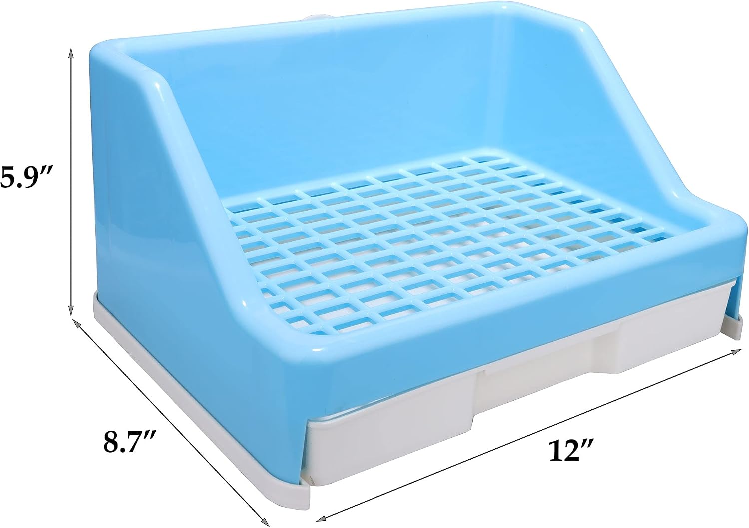 RUBYHOME Rabbit Litter Box with Drawer,Potty Trainer Corner Toilet Litter Bedding Box Bigger Pet Pan for Adult Guinea Pigs, Rabbits, Chinchilla, Galesaur, Ferret, Small Animals, 12 Inches (Blue)