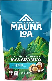 Mauna Loa Premium Chocolate Covered Macadamia Nuts, Milk Chocolate Coconut, 4 Oz Bag (Pack of 1)