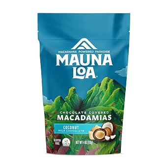 Mauna Loa Premium Chocolate Covered Macadamia Nuts, Milk Chocolate Coconut, 4 Oz Bag Pack of 1
