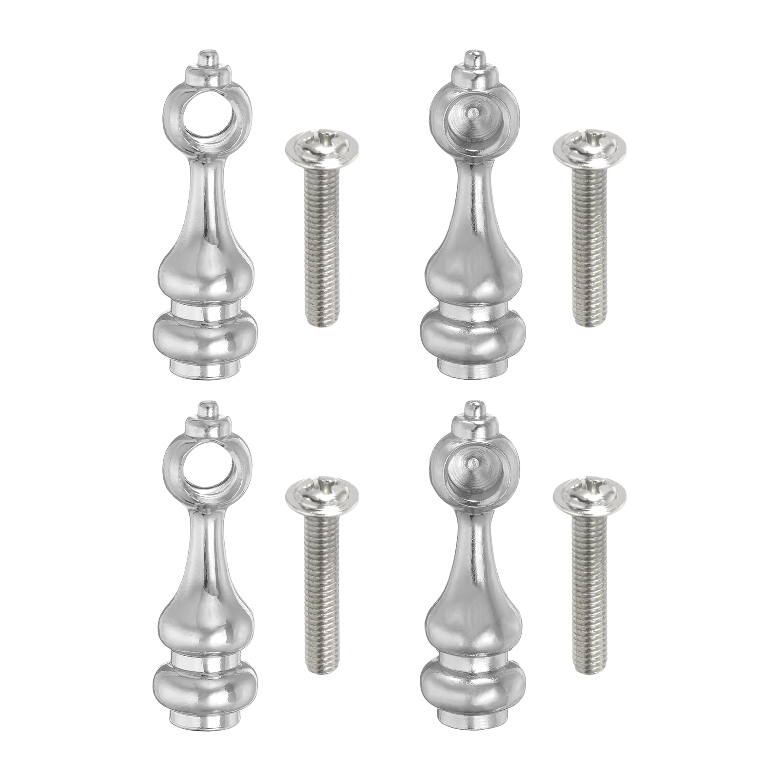 sourcing map 4 Pcs Metal Gallery Rail Post, Shelf Rail Connectors with Screws, Glass Railing Post End Caps for Gallery, Shelves, Cabinets, Cart Spindles, Chrome