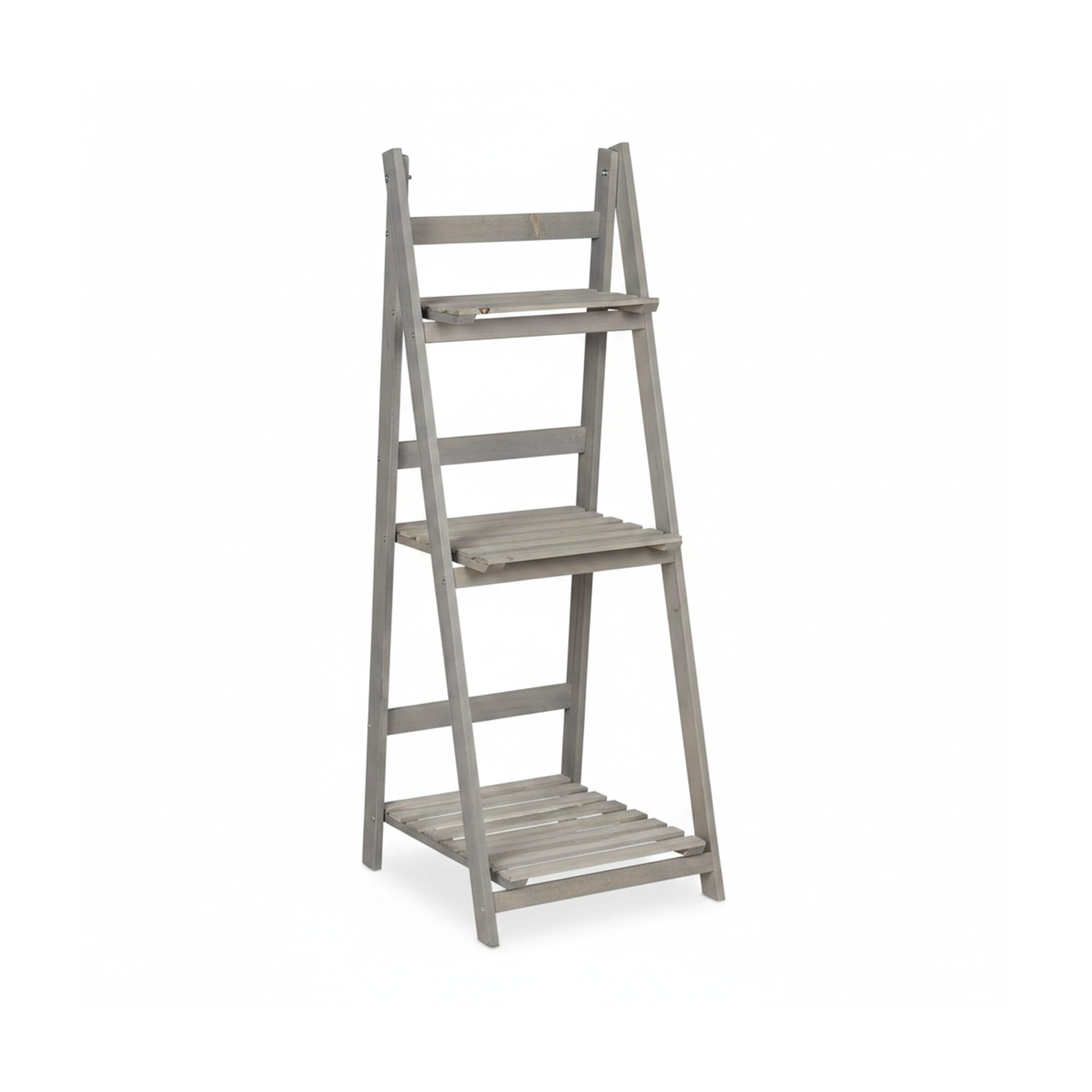 Relaxdays Escalier à fleurs, étagère bois, Escalier plantes échelle pliante intérieur, HxlxP: 108 x 41 x 40 cm, gris