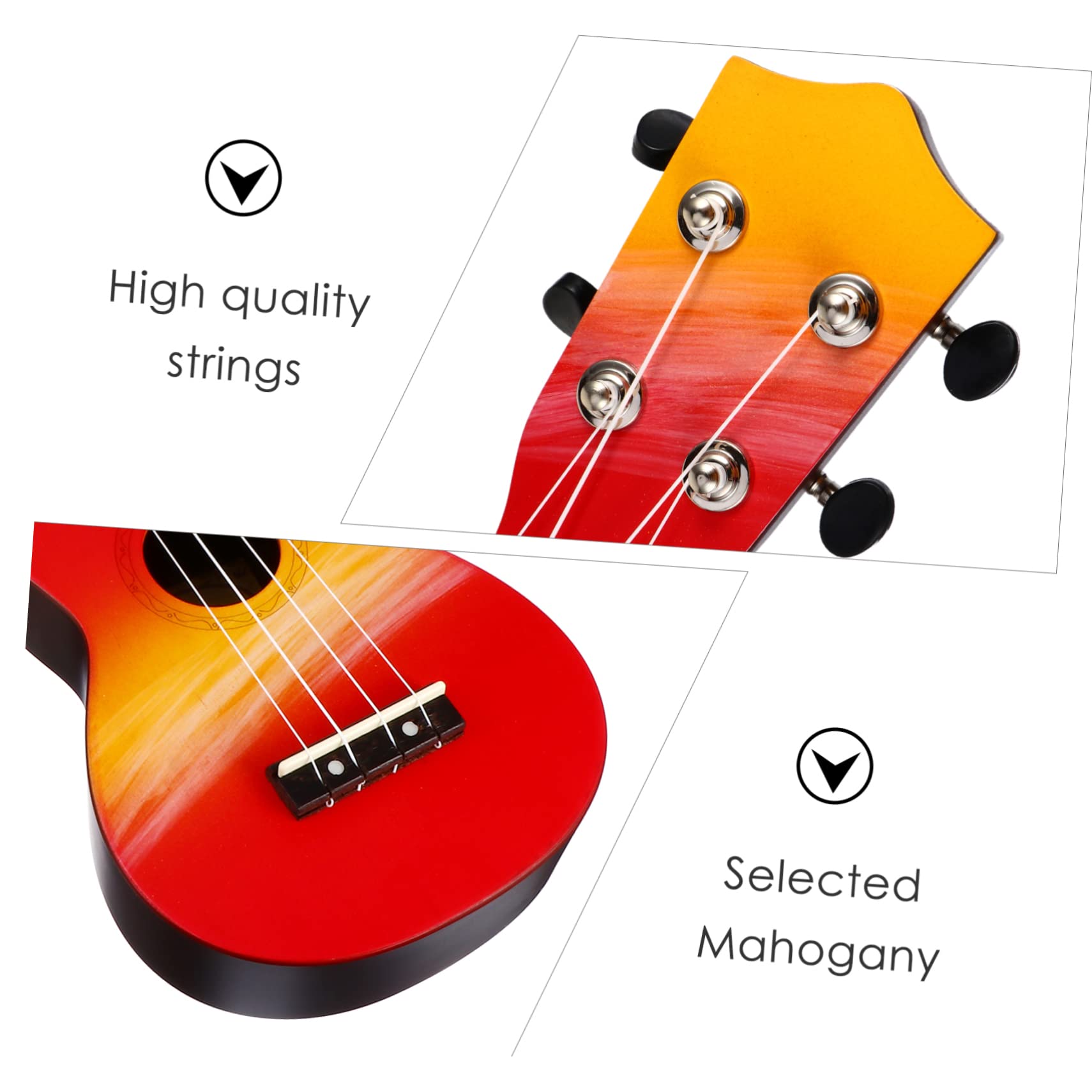 21-zoll Holz Ukulele mit Cartoon Bemalung für Kinder | 1 Satz, Kreative Ausführung, Praktische Handhabung, Klangbild, Kleiner Gitarre als Starter Instrument