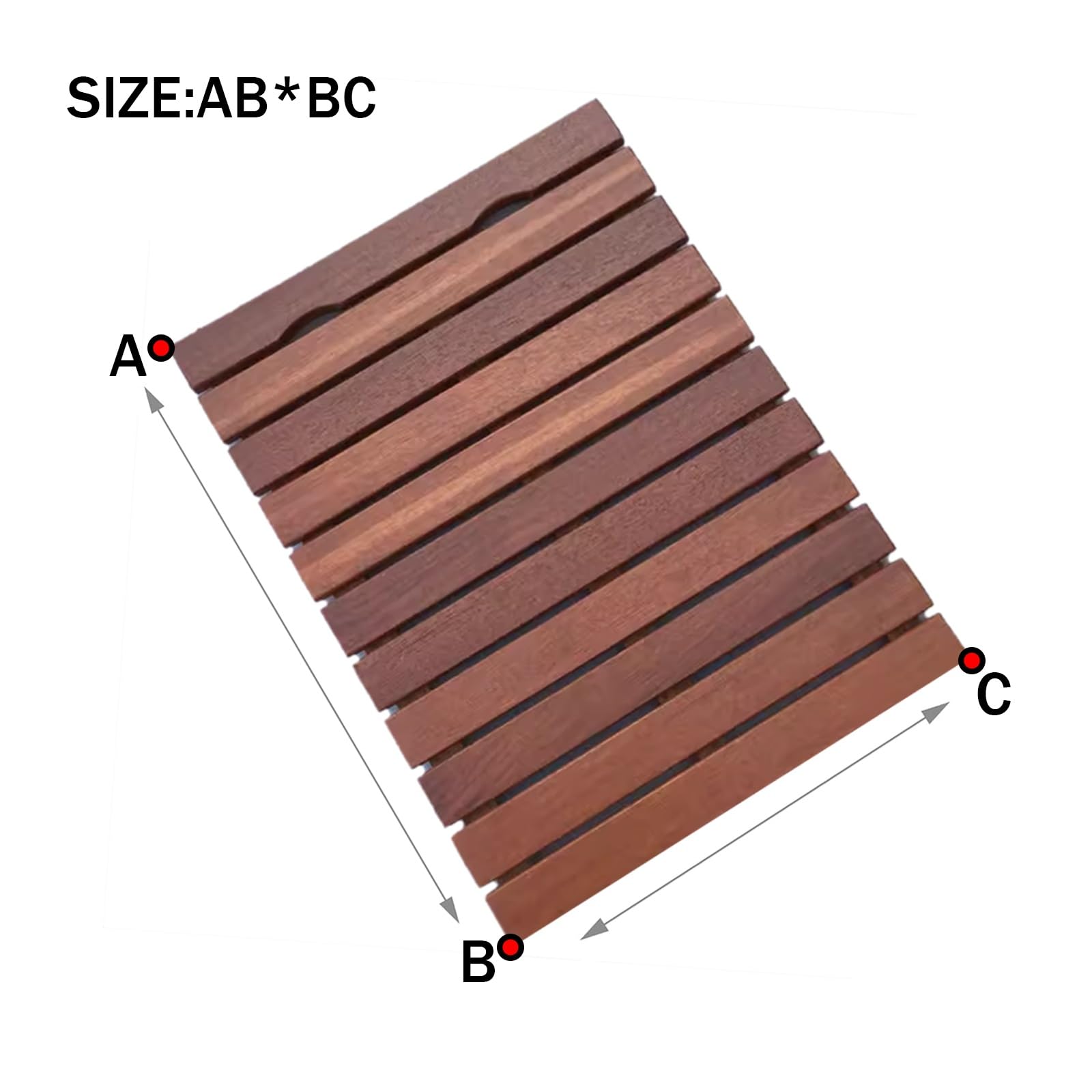 QWEASDF Pedana Doccia Legno,pedana Legno Doccia,Tappetino Doccia in bambù,Tappetini da Doccia,pedana Doccia Esterna Giardino,per Spa, Cucina, Ingresso, Ufficio(75x100cm/30x39in)