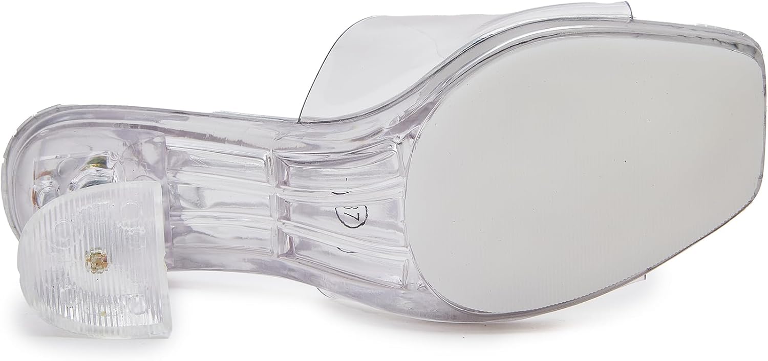 NBUUNBU Clear Heels for Women Sexy Little Platform High Heel Transparent Straps Dress Shoes Comfortable Stilletos Square Toe Sandals Mules Pumps - Image 7