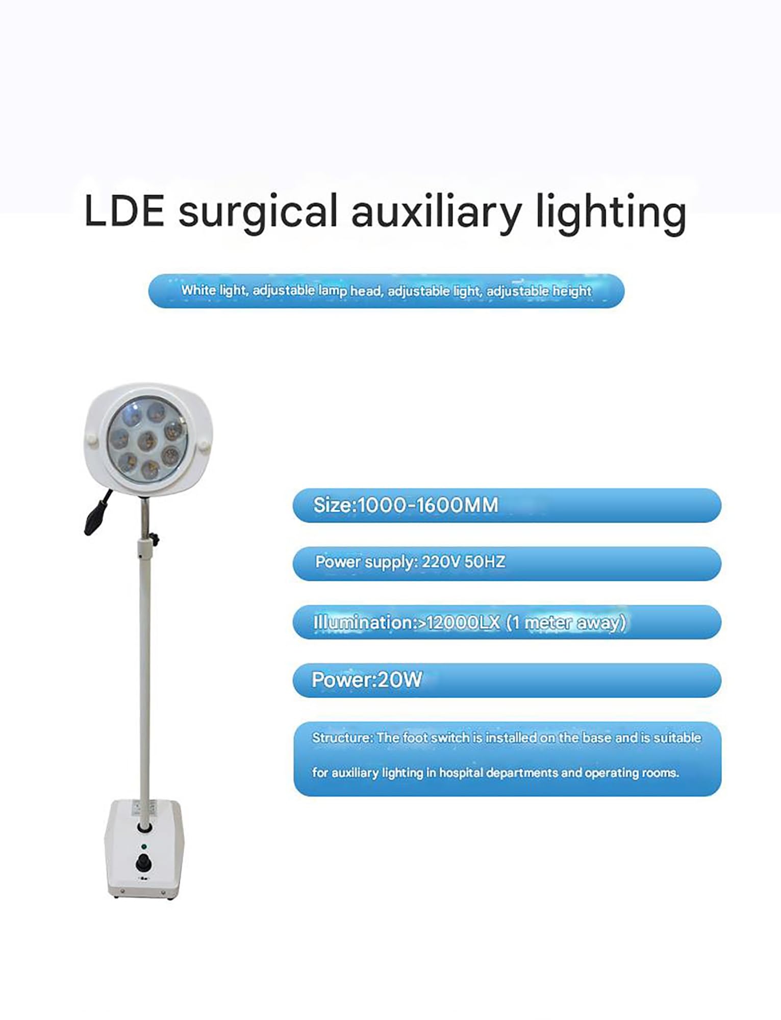 Lampada for visita chirurgica multiforo mobile Lampada for visita ginecologica medica da pavimento adatta for ambulatori, odontoiatria, reparto otorinolaringoiatria
