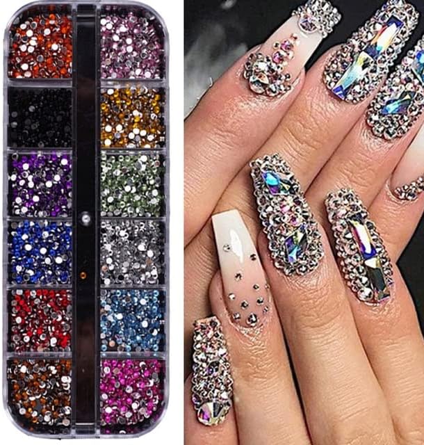 3D Nail Art Butterfly Love Nail Sequins Glitter Powder Holographic Nails Powder Mirror DIY Nail Art Decorations 12 Grids/Box - (Color: Blue)