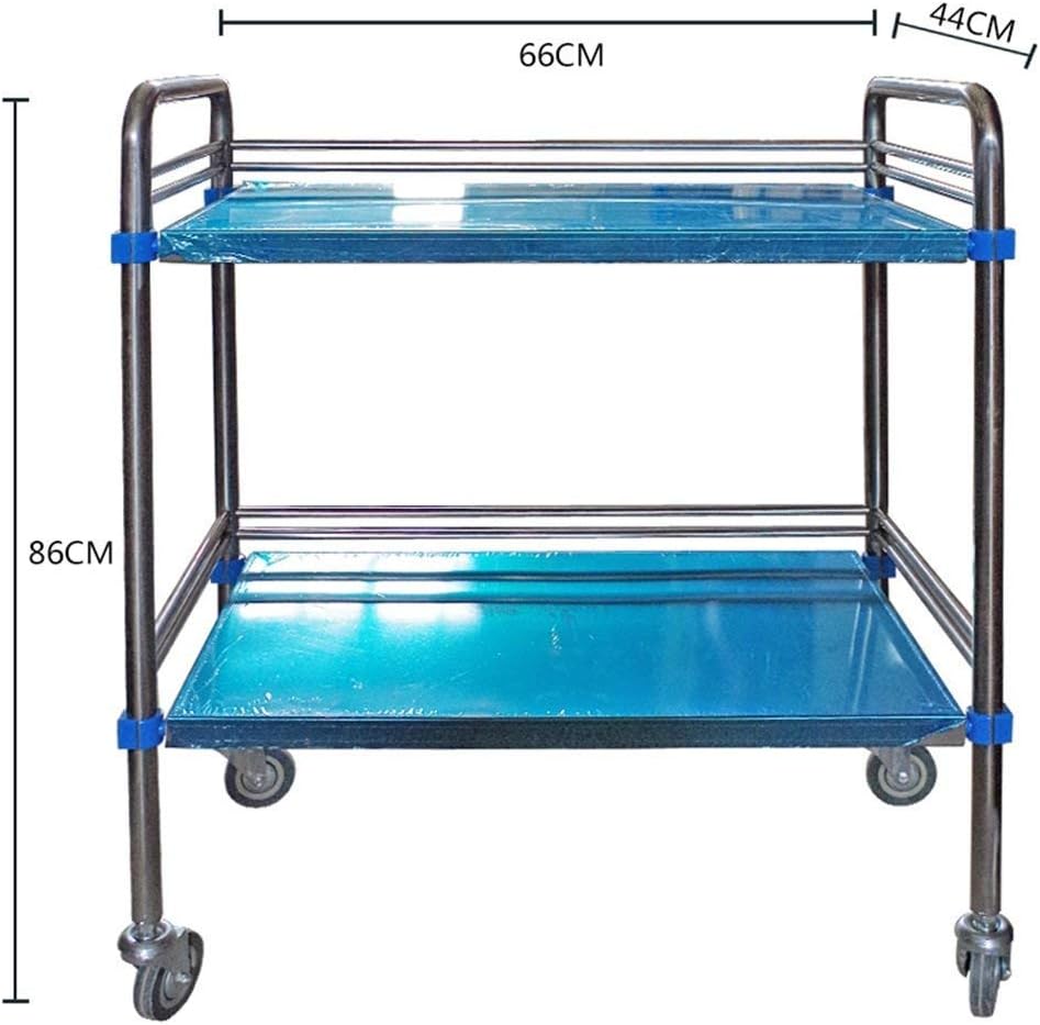 Trolley Cart Trolley - Double Stainless Steel Instrument Table Instrument Car Instrument Car Silent Trolley Four-Wheel Beauty Salon Clinic Practical
