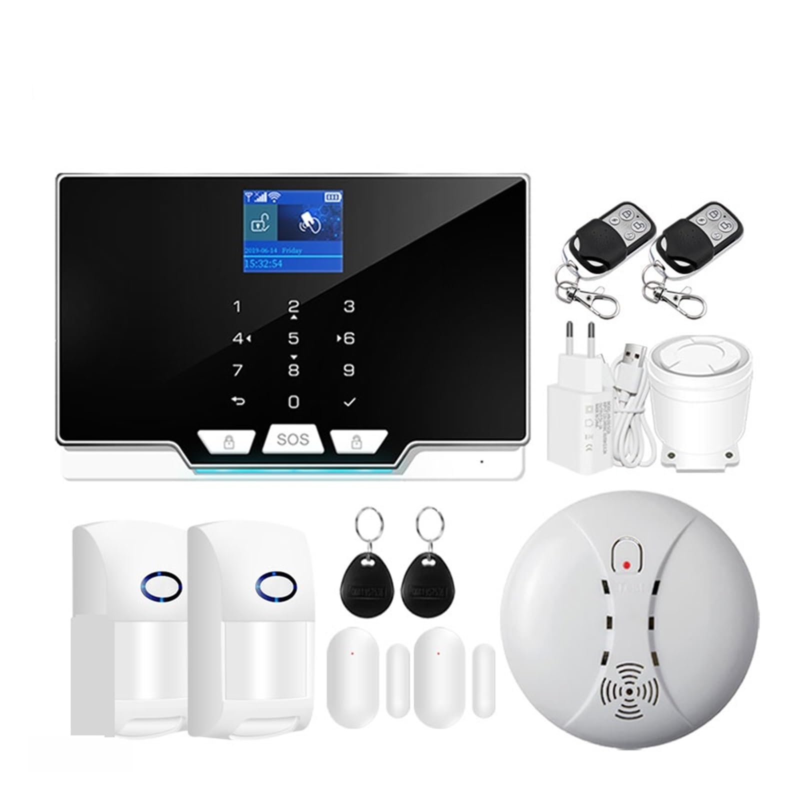 Nessun Canone Mensile Di allarme GSM Tastiera touch RFID 433 MHz Rilevatore wireless Controllo APP Allarme di sicurezza antifurto domestico(2G Version Option E)