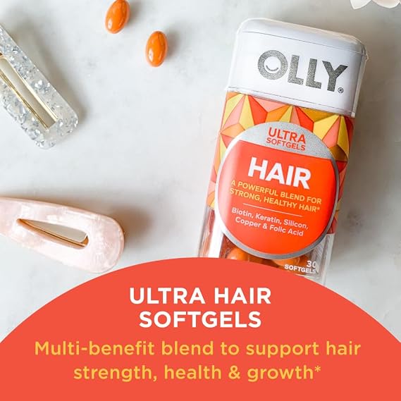 OLLY Hair and Skin Vitamin Bundle - Ultra Strength Hair Softgels with Biotin, Keratin, Vitamins B12, D and Flawless Complexion Gummy with Vitamins A, E, Zinc for Clear Skin - 30 and 50 Count