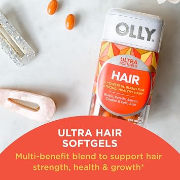 OLLY Hair and Skin Vitamin Bundle - Ultra Strength Hair Softgels with Biotin, Keratin, Vitamins B12, D and Flawless Complexion Gummy with Vitamins A, E, Zinc for Clear Skin - 30 and 50 Count