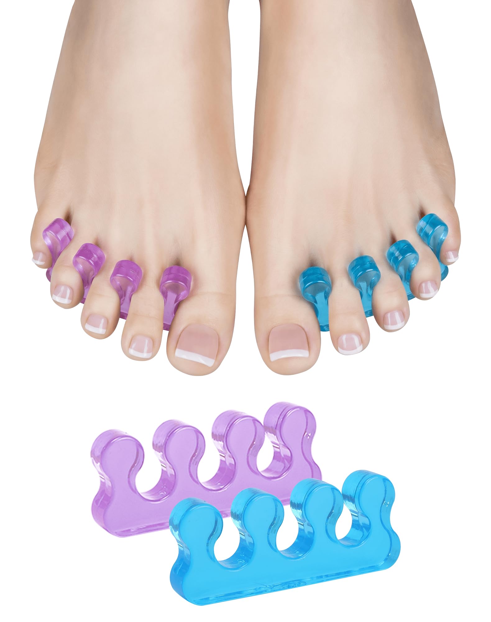Separadores de dedos para esmalte de uñas, separadores de dedos de pedicura, separadores de dedos para separar las uñas de los pies o las uñas, así como aliviar los síntomas ortopédicos de juanetes.