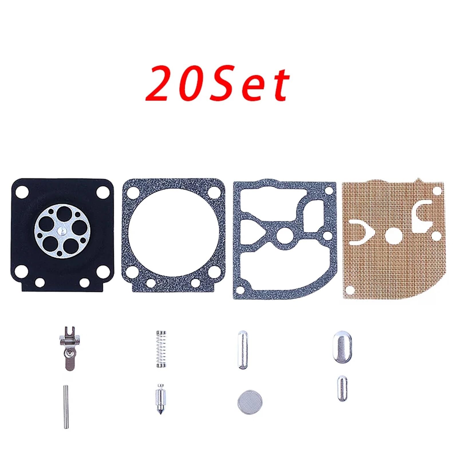 Kit de carburador Kits de reparación de carburador RB-77 compatibles con Zama 180 Zama C1Q-S57B compatibles con motosierras STIHL 017 018 MS170 MS180(Pack of 20)