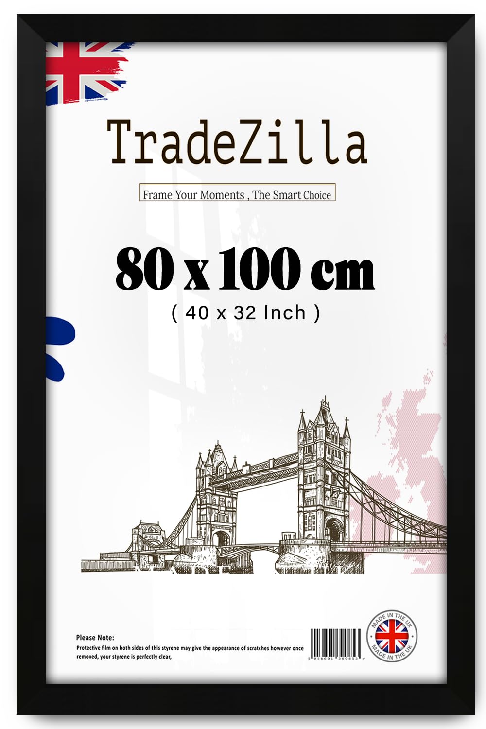 Tradezilla Matt Black | Poster Frame 2' 7" X 3' 3" For Artwork - 40" X 32" Handmade Ideal For Home Office & Living Room Décor (80 X 100 Cm) [ ]