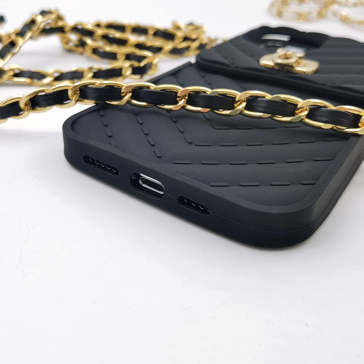 LUVI Crossbody Compatible with iPhone 13 Pro Max Wallet Case with Neck Strap Lanyard Credit Card Holder Purse Handbag for Women Girls Silicone Rubber Soft Protection Cover Black - Image 7