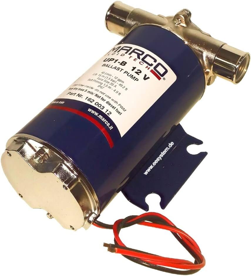 MARCO UP1-B Pump for Ballast Tank with Nitrile Rubber Impeller 24 V 45 l/min 16200313 Transfer Pump Boat Pump for Keel Space and Grey Water Emptying