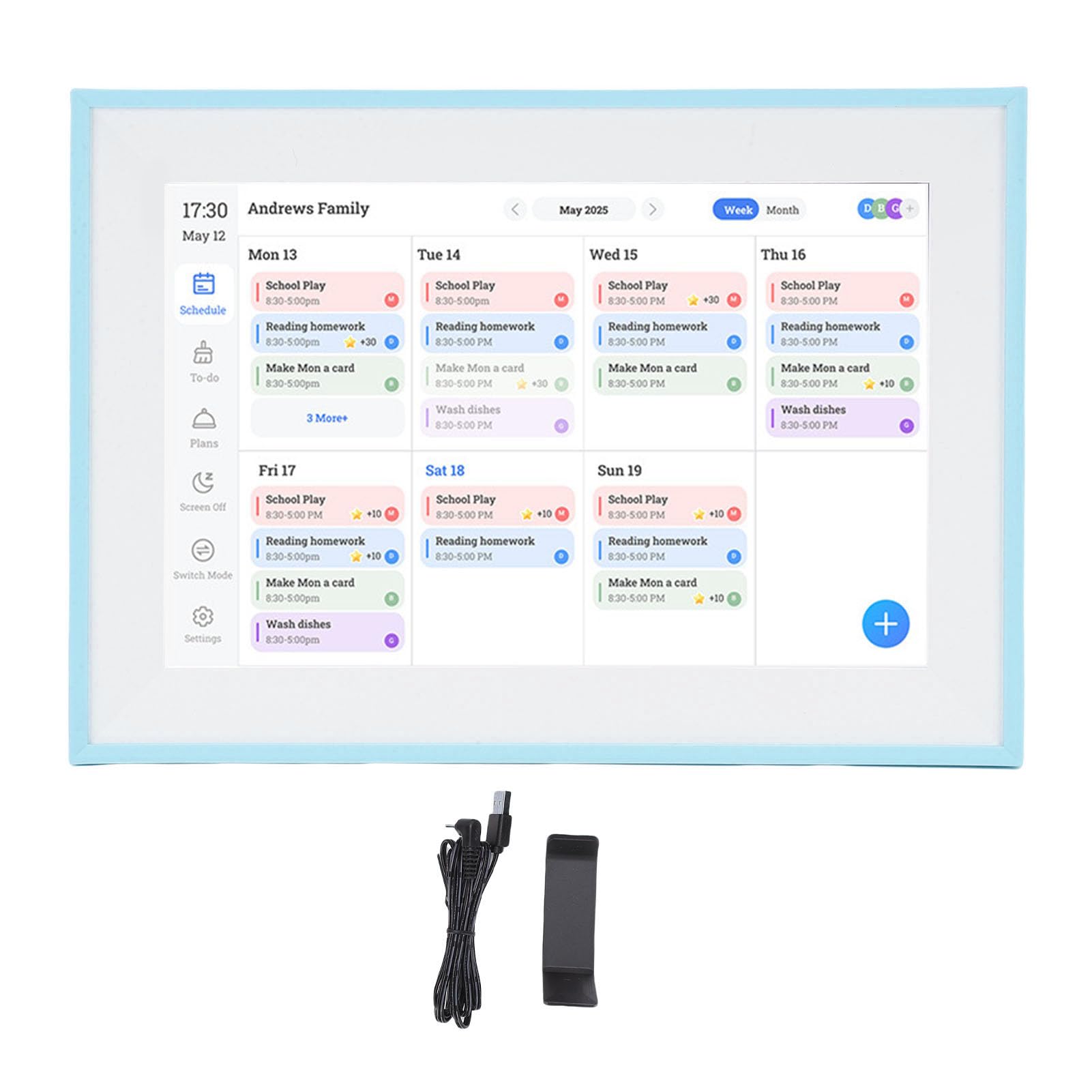 Calendario Digitale, 10.1in HD Touchscreen Interactive Electronic Chore Chart & Family Planner Plan, Calendario Intelligente la Cornice Digitale per gli Orari Famiglia Home