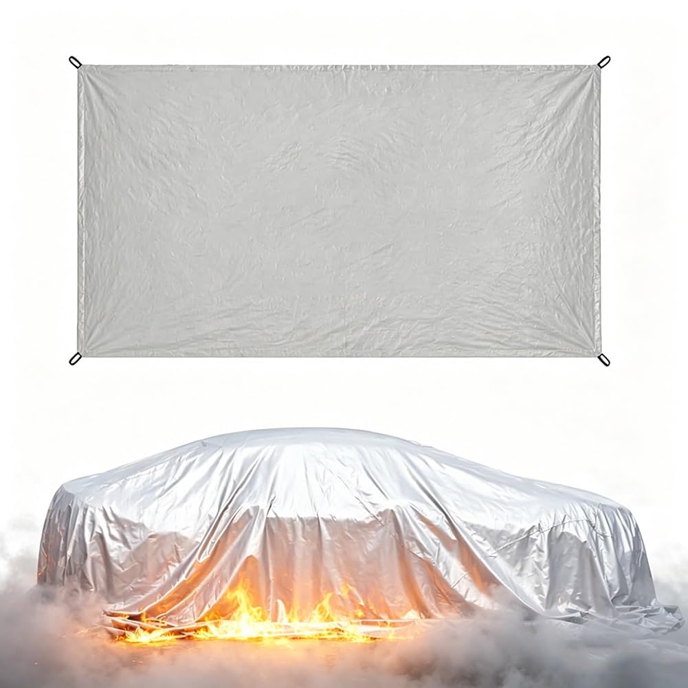 EV Car Fire Blanket, Large Fiberglass Fire Suppression Blanket, Heat resistant up to 2012°F(19.7 * 19.7ft/6 * 6m)