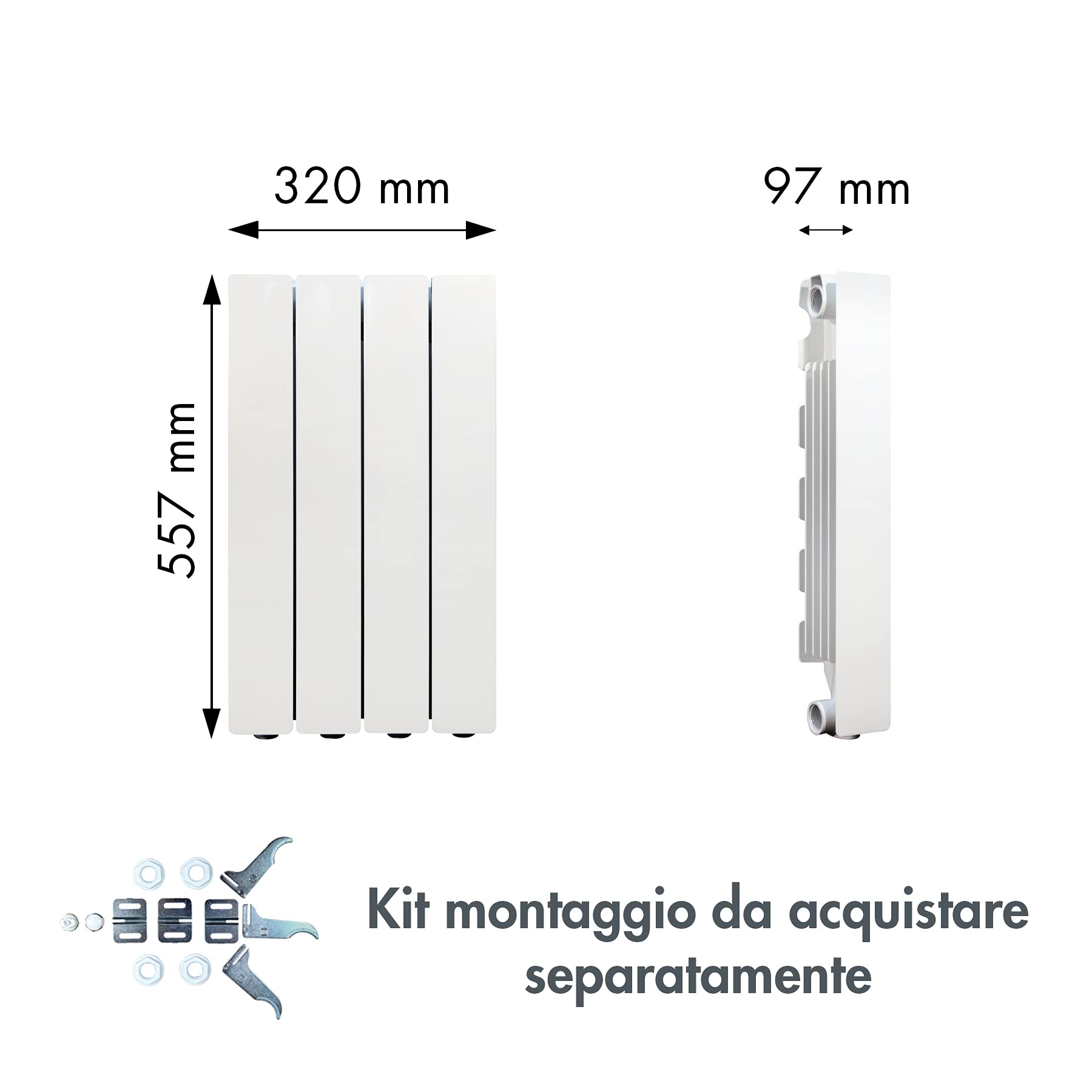 Fondital V693AM03404 Radiatore in alluminio pressofuso Blitz Super B4, 500 mm, 4 elementi, bianco