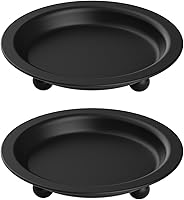 Beeutik Matte Black Iron Candlestick Holders Set of 2 - 4.13" Stable Wax-Catching Tray for Pillar Ball Candles, Rust-Resistant Home Decor