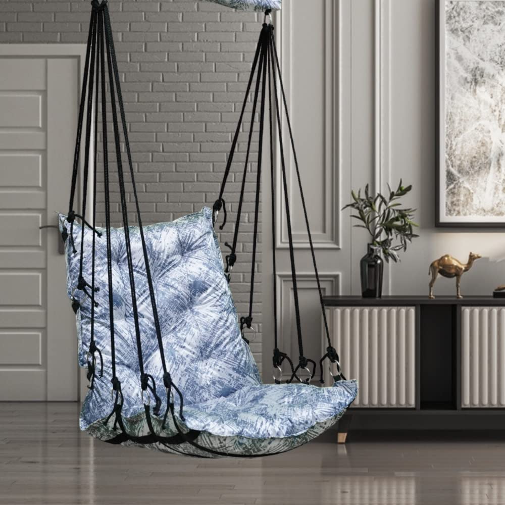 Swing for Adults/Jhula for Adults/Swing for Living Room, Swing for Balcony/Swing Chair/Swing for Adults for Home/Hammock Hanging Swing with Hanging Kit (Grey Texture Print) by Patiofy-image-40