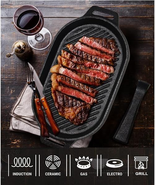 Miniatura 5 de Sartén de hierro fundido para pizza, adecuada para la mayoría de hornos de pizza, plancha y parrillas