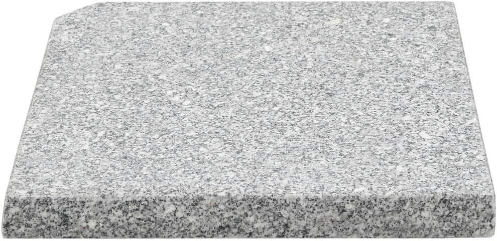 vidaXL Granite Umbrella Weight Plates Set of 4 220.5 lbs Grey Stability for Outdoor Use Square Design Natural Polished Finish Patio and Balcony Unisex Application Parasol Base Plate Adirondack