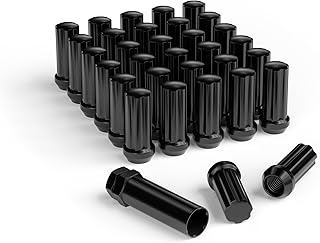 YIZBAP 32PCS M14x1.5 2 inch Lug Nuts Black, Closed End Spline 14x1.5 Lug Nuts for Aftermarket Wheels Wheel Lug Nut, 32PCS+1 Spline Tool/Key for Installation and Removal