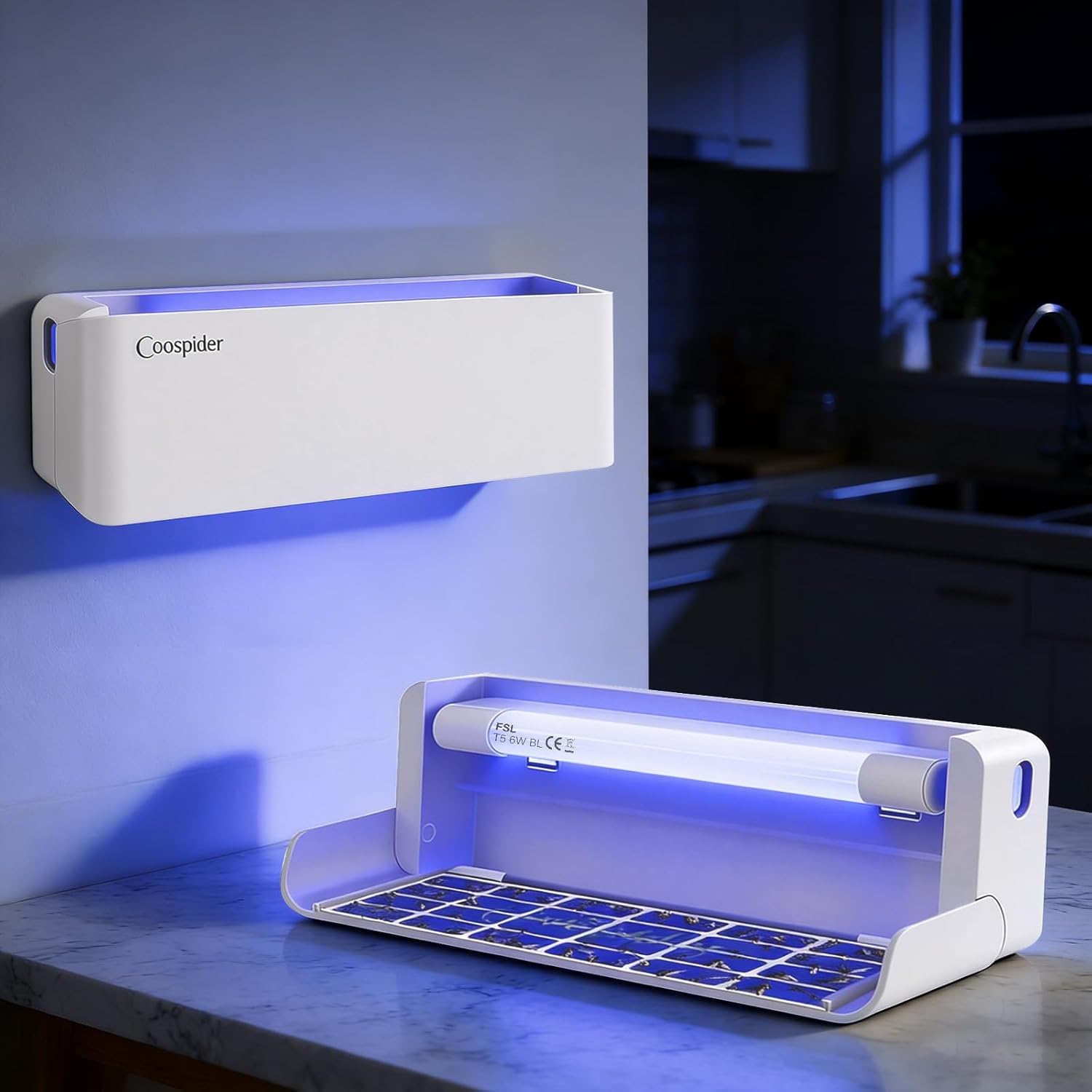 2pack Fly Catcher Indoor,Fruit Fly Traps Indoor for Home,Wall Sconce Fly UV Light Trap for Capturing Flies,Moths, Gnats with 10 Sticky Glue Boards, Bug Catcher Indoor, Light Flying Insect Trap -White