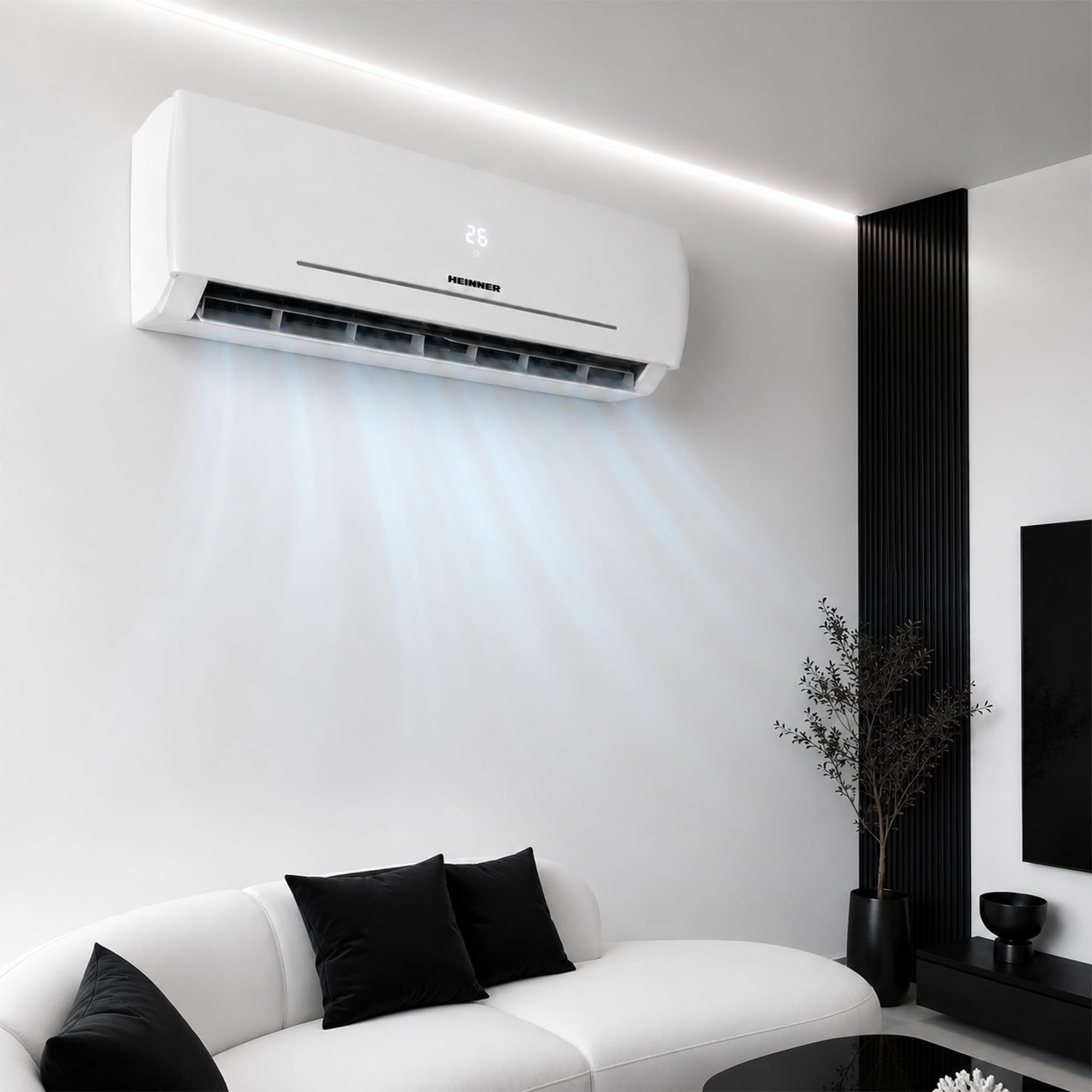 HACMS Multisplit Klimaanlage Split 24000 BTU Set mit 3 Innengeräten (2x 9000 + 1x 12000 BTU) – Inverter Klimagerät mit Wärmepumpe – Heizen & Kühlen – A++ – R32 – Leise Split Klimaanlage für 3 Räume