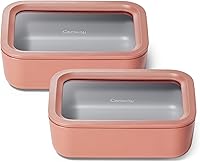 Vista 20 de Caraway Set de 2 piezas de recipientes de vidrio para almacenamiento de alimentos - (2) recipientes de vidrio de 1.75 tazas - Vidrio recubierto