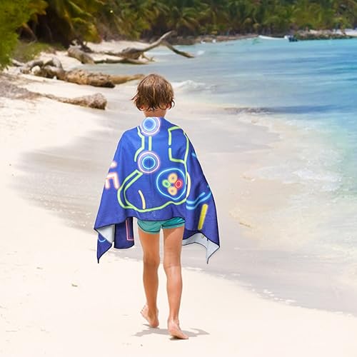 Miniatura 6 de R HORSE Toalla de playa de videojuegos de neón para niños, toalla de microfibra absorbente de secado rápido sin arena para verano, suministros