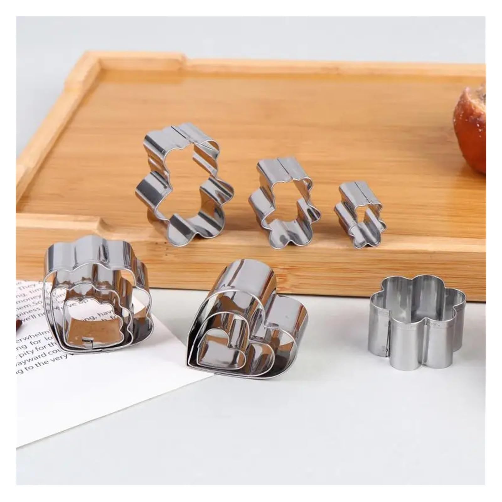Emporte-pièces en forme de cœur et de fleurs, 3 tailles, moules à Fondant en acier inoxydable, ensemble d'outils de décoration de biscuits multi-formes(Round)