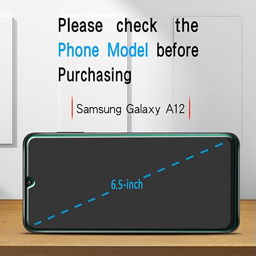 Miniatura 2 de Slanku Paquete de 3 protectores de pantalla para Samsung Galaxy A12 de vidrio templado, sin burbujas, antiarañazos, fácil de instalar, compatible