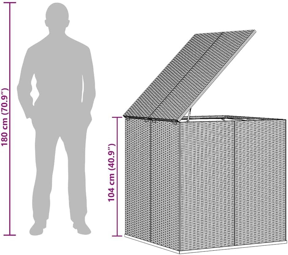 vidaXL Skrzynia na poduszki ogrodowe rattan PE 100x97 5x104 cm czarna rattanowy kufer skrzynia ogrodowa skrzynia tarasowa rattanowe kufry
