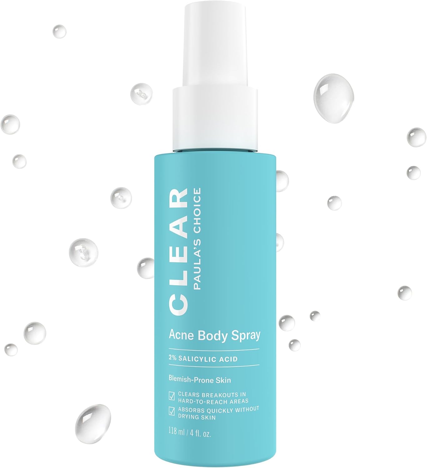 Paula’s Choice Clear Body Spray 2% BHA Salicylic Acid 118ml – For Body & Back Acne, Calms Redness