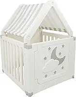 Freso Casinha Estilo Cabana com Cercado Infantil. Ideal para Quartos e Brinquedotecas. Estrutura Resistente, Fácil de Limpar e Espaço Seguro para Crianças Brincarem Dentro de Casa