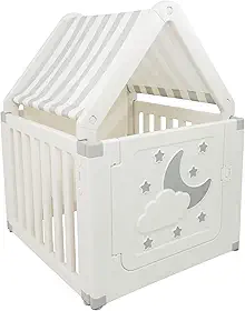 Freso Casinha Estilo Cabana com Cercado Infantil. Ideal para Quartos e Brinquedotecas. Estrutura Resistente, Fácil de Limpar e Espaço Seguro para Crianças Brincarem Dentro de Casa
