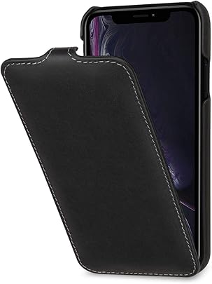 StilGut Funda UltraSlim napa con Abertura Vertical Compatible con iPhone XR  Negro napa