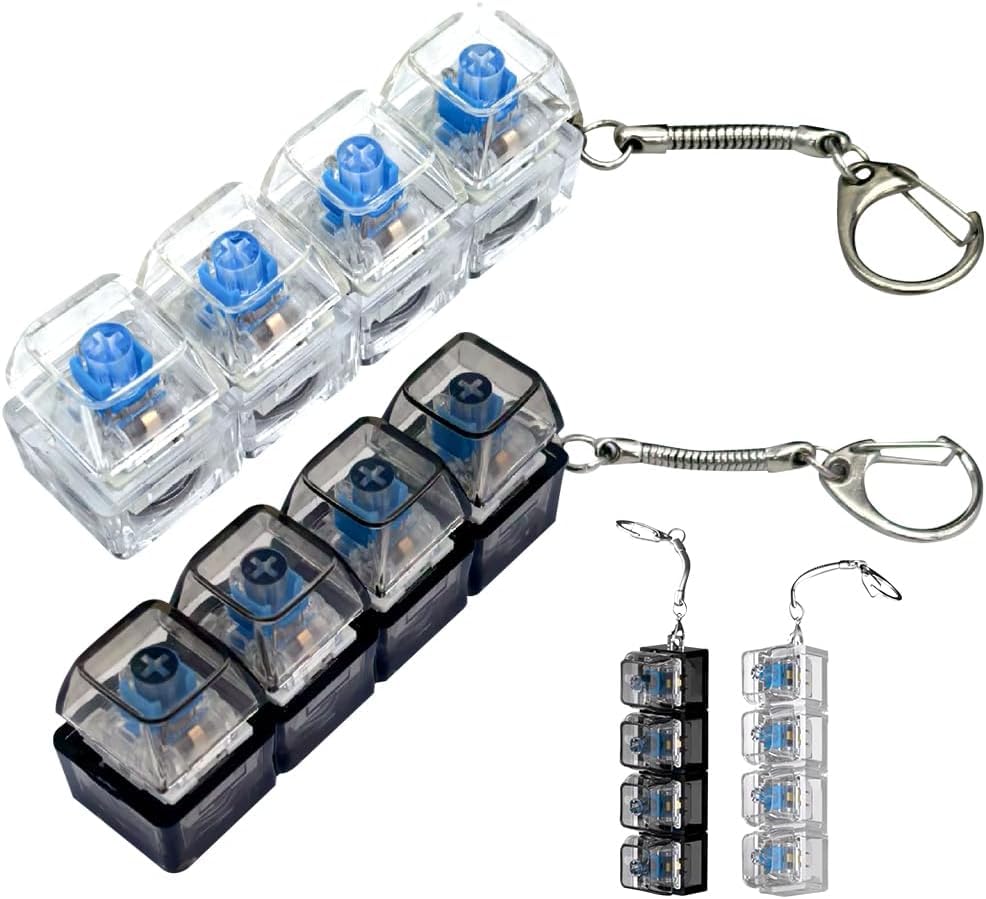 2PCS Keyboard Fidget Toy Light up Fidget Keyboard Keychain Fidget Keyring Stress Relief Toys Decompression Toy for Home Office and School Use
