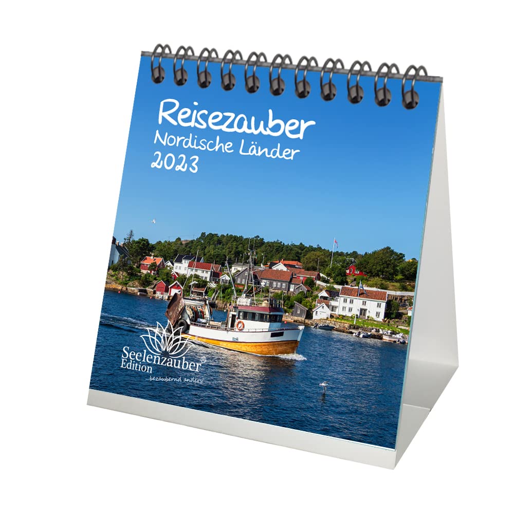 Travel Magic Nordic Countries Desk Calendar for 2023 Format 10 cm x 10 cm City and Country in the North Seelenzauber