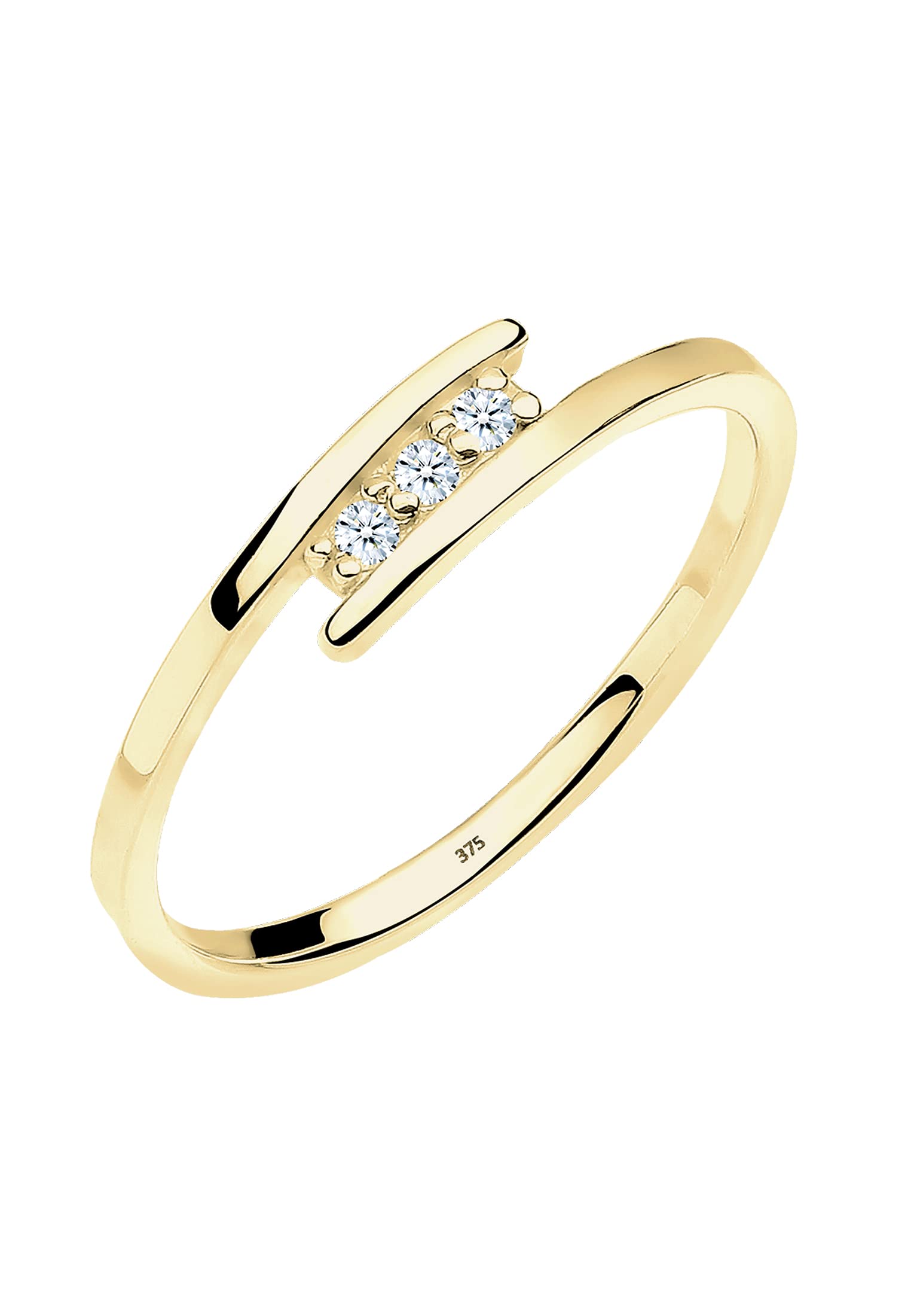 Elli DIAMONDS Ring Women Engagement Ring Trio with Diamond (0.04 ct.) in 375 Yellow Gold