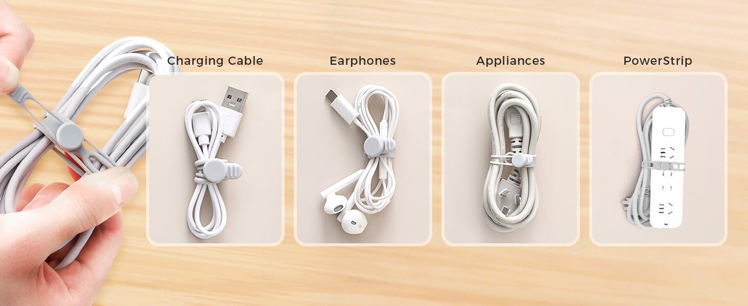 Data Cable Organizer, 2025 Upgrade Reusable Cable Ties Multipurpose Silicone Cable Straps Cord Management Organizer for Earphones Chargers Wires Home Office Travel (30 pc)