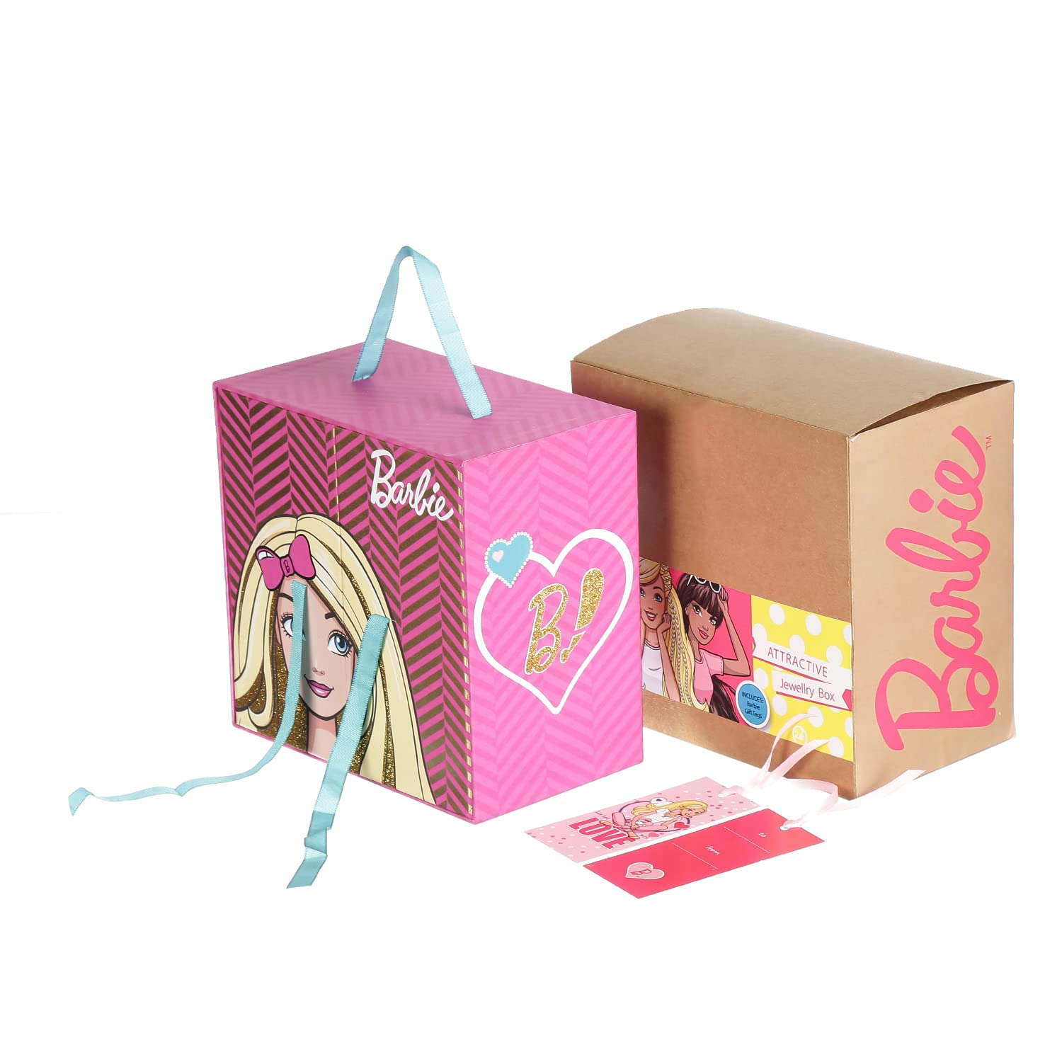 FLY FROG Doll Storage Box for Girls with a Pink Barbie Print | Makeup Organizer | Vanity Case | Toy Gift for Kids | Girls Storage Solution | Carry Case | Accessories Holder | Versatile 4