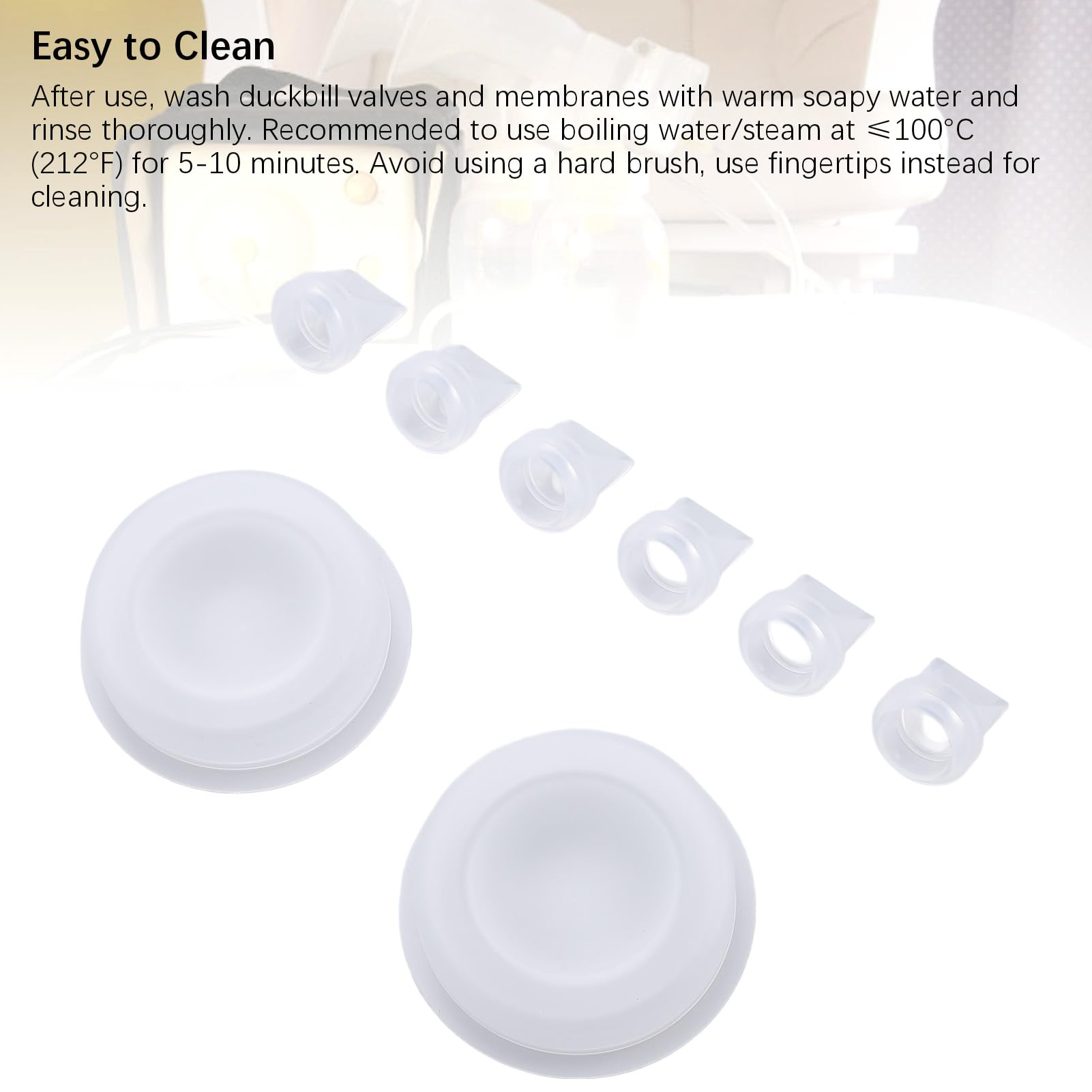 Duckbill Valves and Silicone Diaphragm, Strong Suction Power, Leak Proof, Food Grade Material, Compatible for V2 V1 Breastfeeding Pump Replacement Accessories